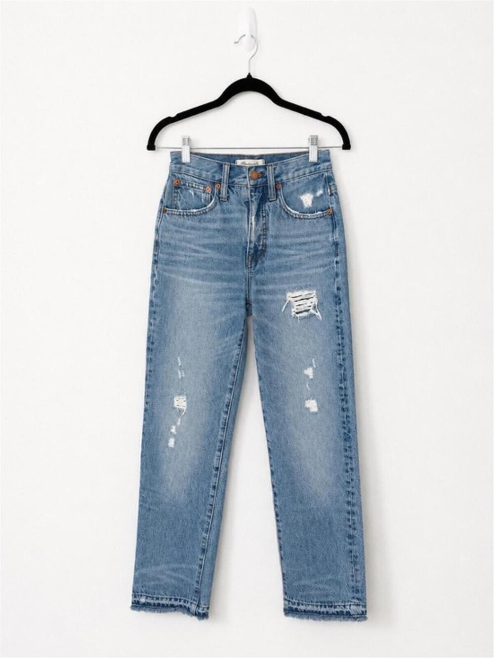 Madewell Classic Straight Jean Light Wash Distressed Women's Jeans Size 23